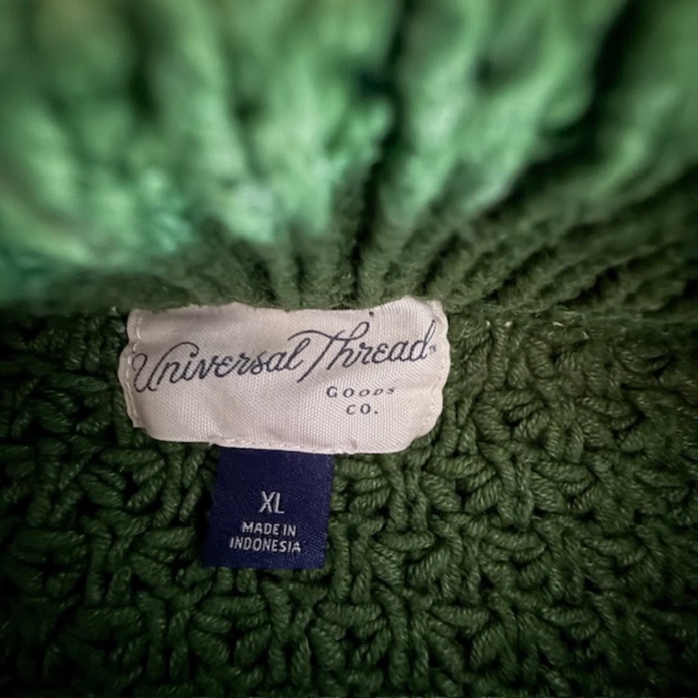 Women's X-Large XL Universal Thread Green Cable Knit Crewneck Sweater EUC - Picture 5 of 7